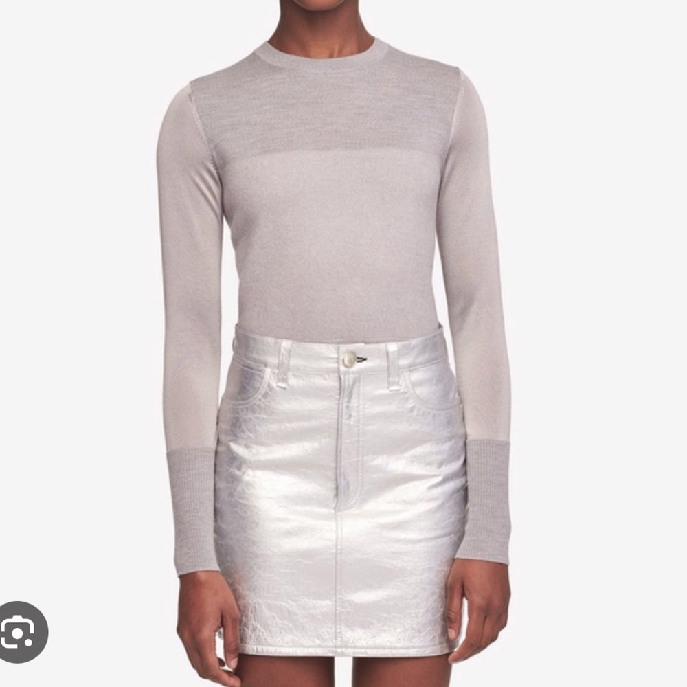 Rag and Bone Moss Leather Metallic Mini Skirt